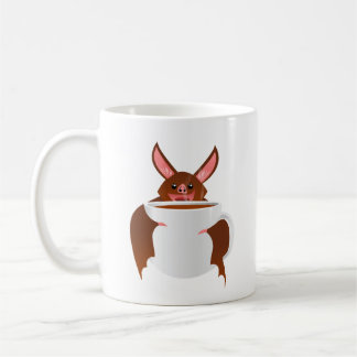 Cute Bat hugging a coffee mug