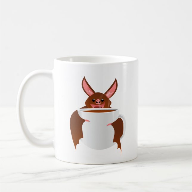 Cute Bat hugging a coffee mug (Left)
