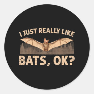 Cute Bat Nocturnal Animal Bat Lovers Classic Round Sticker