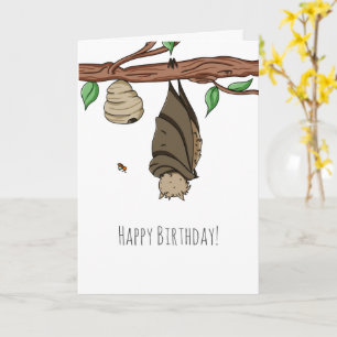 Cute Bat Sleeping Happy Birthday Personalised Card