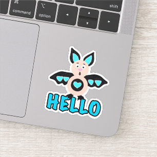 Cute bat with text Hello