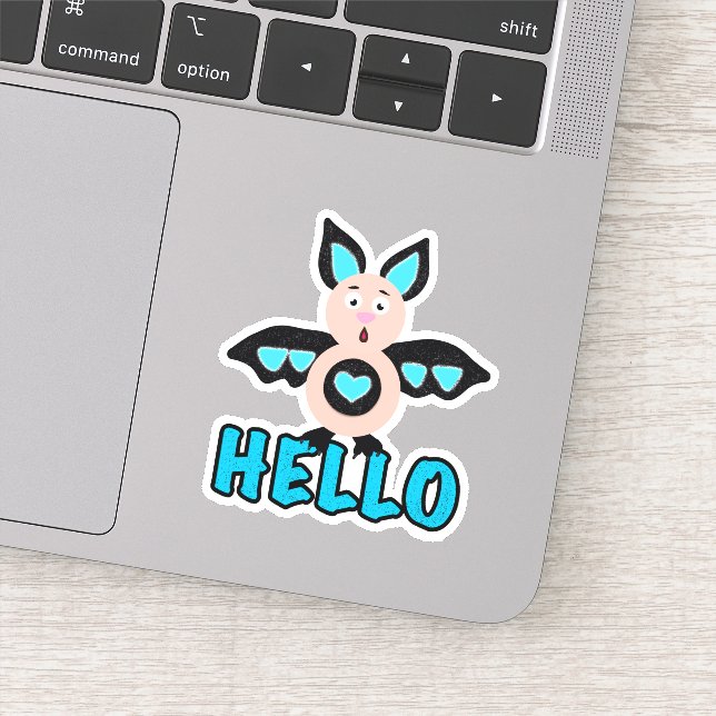 Cute bat with text Hello (Detail)