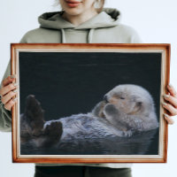 Cute Bathing Sea Otter Glossy Photographic