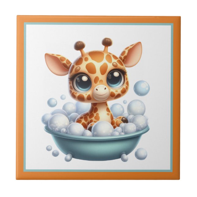Cute bathtub bathroom Giraffe Ceramic Tile (Front)