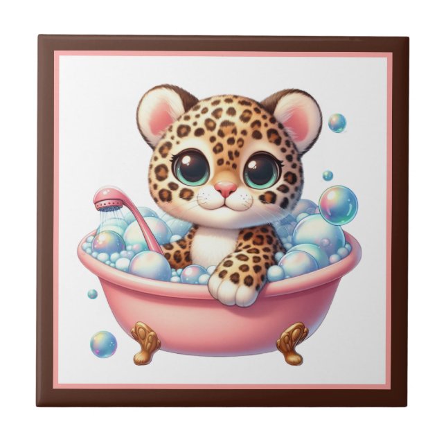 Cute bathtub bathroom leopard ceramic tile (Front)