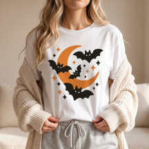 Cute Bats and Crescent Moon Halloween