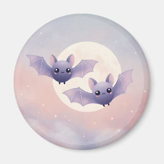 Cute Bats Flying by the Full Moon - Magnet