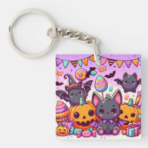 Cute bats halloween party key ring