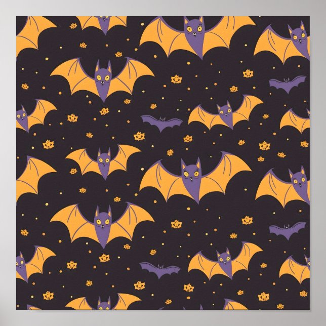Cute Bats Pattern Poster (Front)