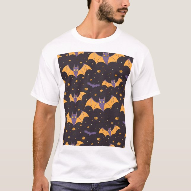 Cute Bats Pattern T-Shirt (Front)