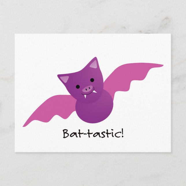 Cute Battastic Pink Bat Postcard (Front)