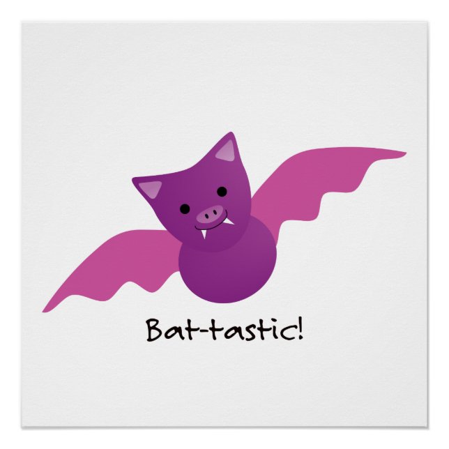 Cute Battastic Pink Bat Poster (Front)
