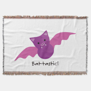 Cute Battastic Pink Bat Throw Blanket