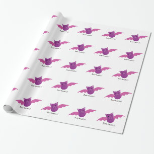 Cute Battastic Pink Bat Wrapping Paper