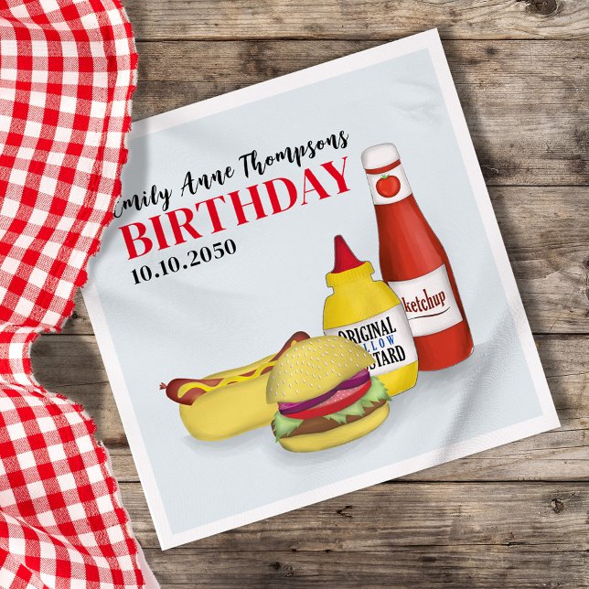 Cute BBQ Birthday Party Custom Napkin (Birthday BBQ custom napkins)