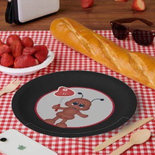Cute bbq steak ant party paper plate