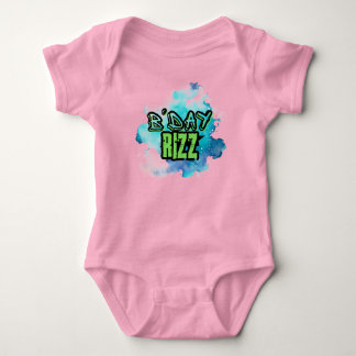 Cute B'Day Rizz Green And Monochromatic Blue Baby Bodysuit