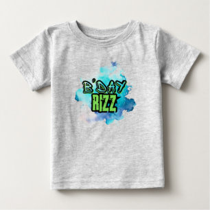 Cute B'Day  Rizz Green And Monochromatic Blue Baby T-Shirt