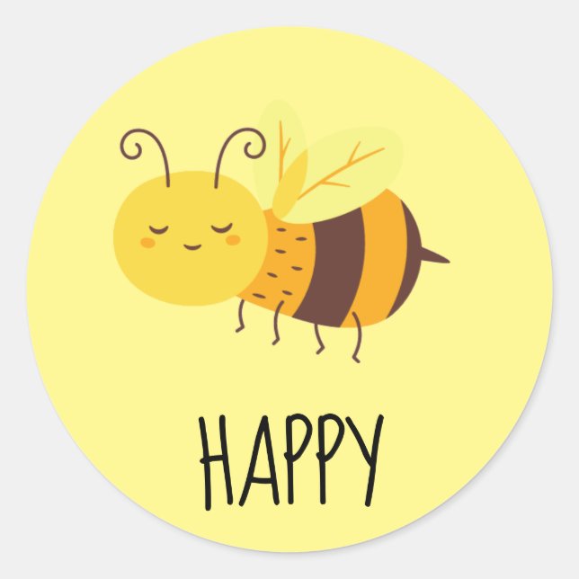 Cute Be Happy Bee Inspirational Sticker (Front)