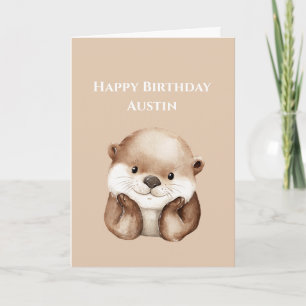 Cute Be Happy Otter Birthday Card