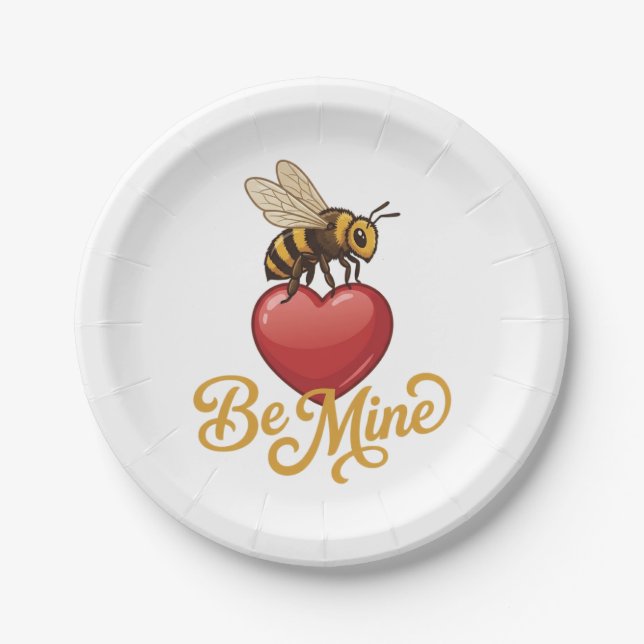 Cute Be Mine Honeycomb  Paper Plate (Front)