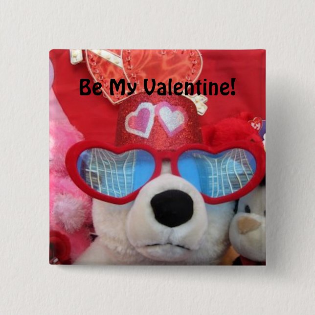 Cute Be My Valentine Button (Front)