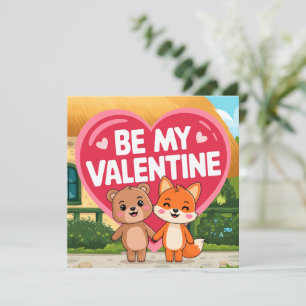 Cute Be my Valentine couple Holiday Card