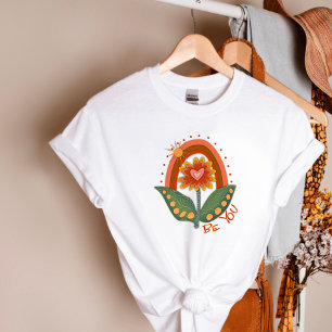 Cute Be You Floral Rainbow Modern  Inspirivity  T-Shirt