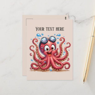 Cute beach add text Summer octopus Postcard