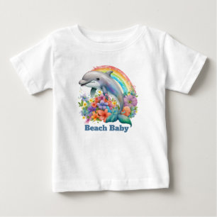 cute beach baby dolphin add text T-Shirt