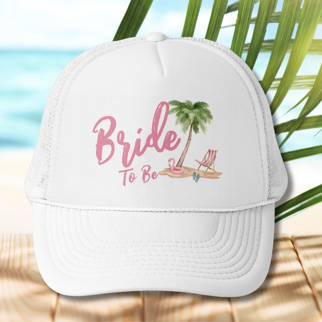 Cute Beach Bachelorette Bride To Be Trucker Hat (Cute Beach Bride Trucker Hat)