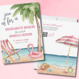 Cute Beach Bachelorette Weekend Invitation