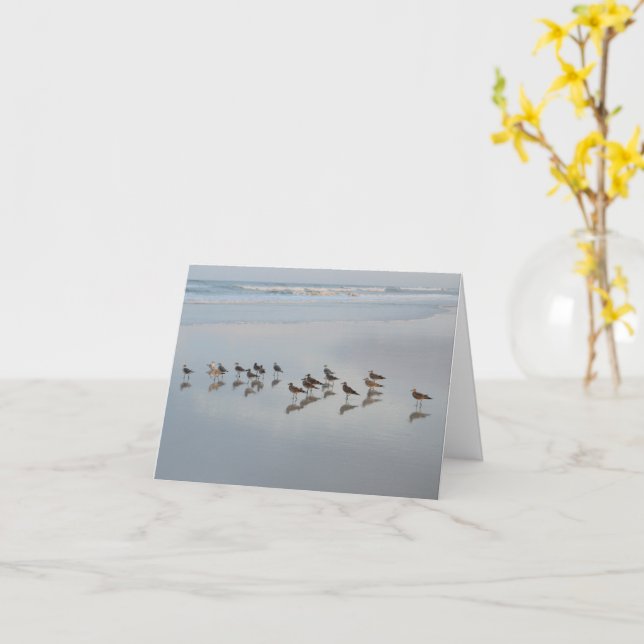 Cute Beach Bird Coastal Photography Custom Message Card (Yellow Flower)