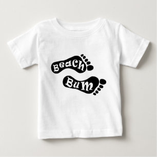 Cute Beach Bum Barefoot Footprint Black White Feet Baby T-Shirt