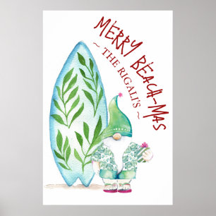 Cute Beach Christmas Posters 24x36