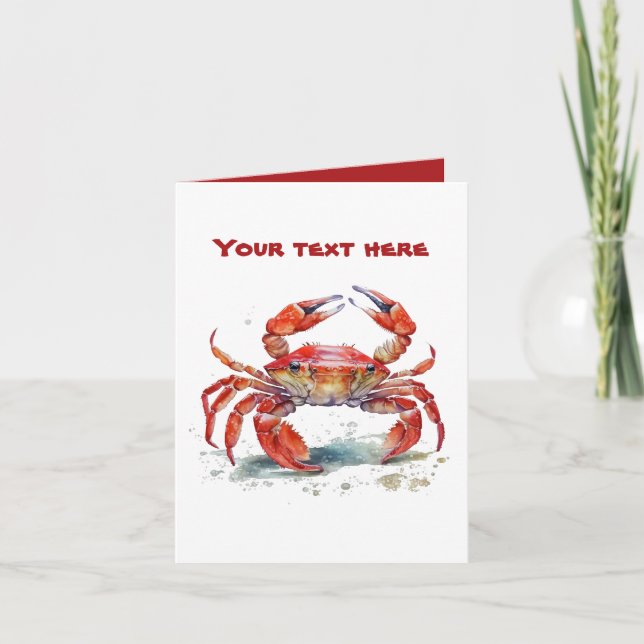 Cute beach crab add text  card (Front)