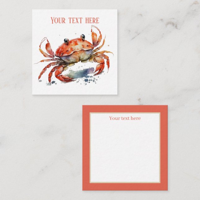 cute beach crab add text  card (Front/Back)