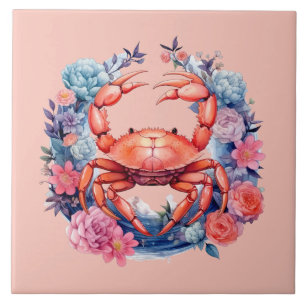 Cute beach crab lovers  ceramic tile
