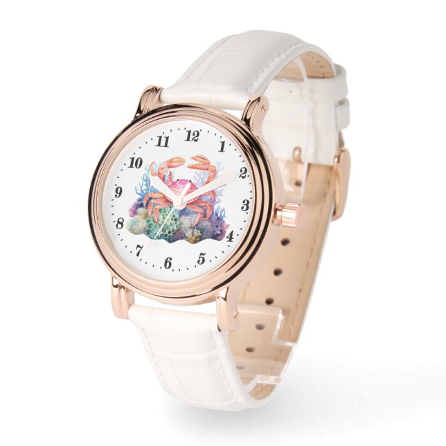 Cute Beach crab lovers watercolor Watch  (Angle)