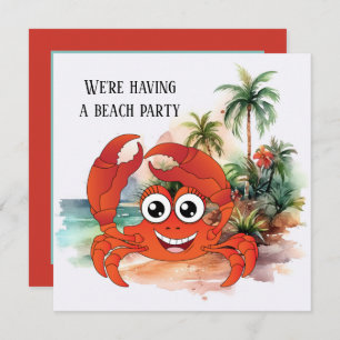 cute beach crab party invitation