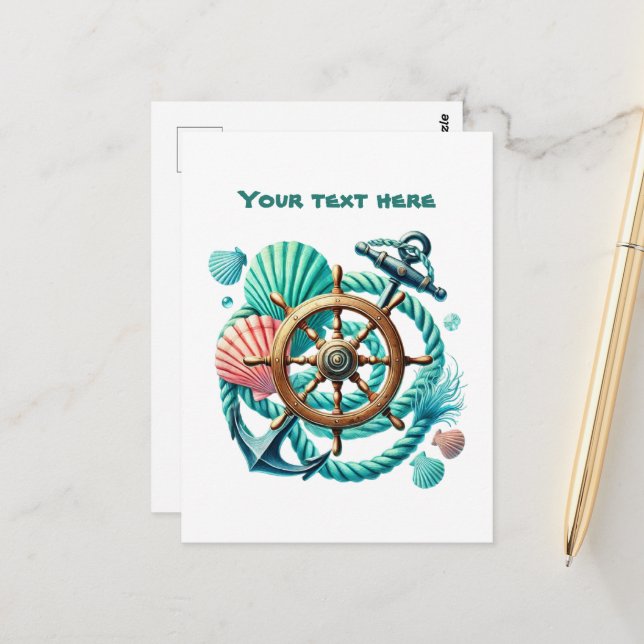 Cute beach customisable Nautical mix Postcard (Front/Back In Situ)
