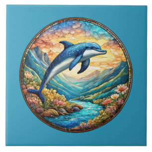 Cute beach dolphin lovers ceramic tile