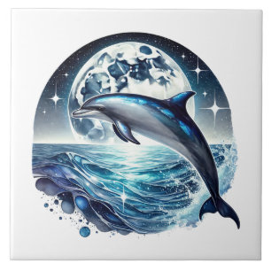 Cute beach dolphin lovers ceramic tile