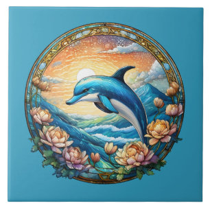 Cute beach dolphin lovers  ceramic tile