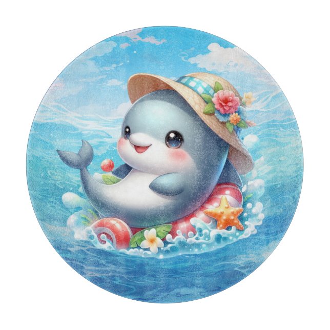 Cute beach dolphin lovers cutting board (Front)
