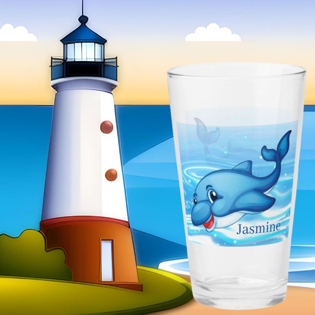 cute beach dolphins add name Glass (Creator Uploaded)