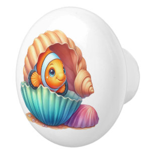 Cute beach fish lovers  ceramic knob