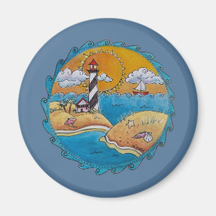 Cute beach fun sunny summer day magnet