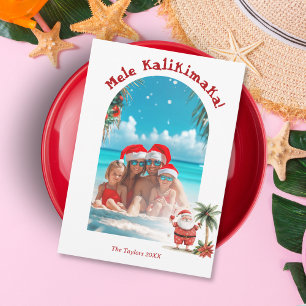 Cute Beach Hawaii Mele Kalikimaka Christmas Photo Holiday Card