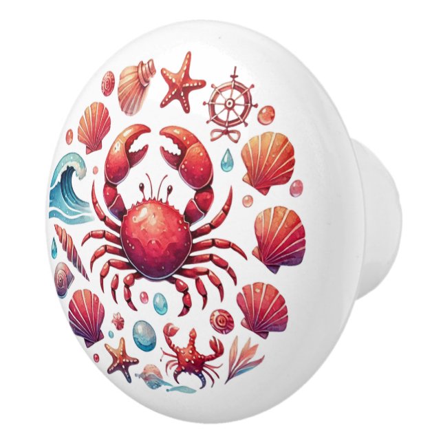 Cute beach house crab ceramic knob (Right)